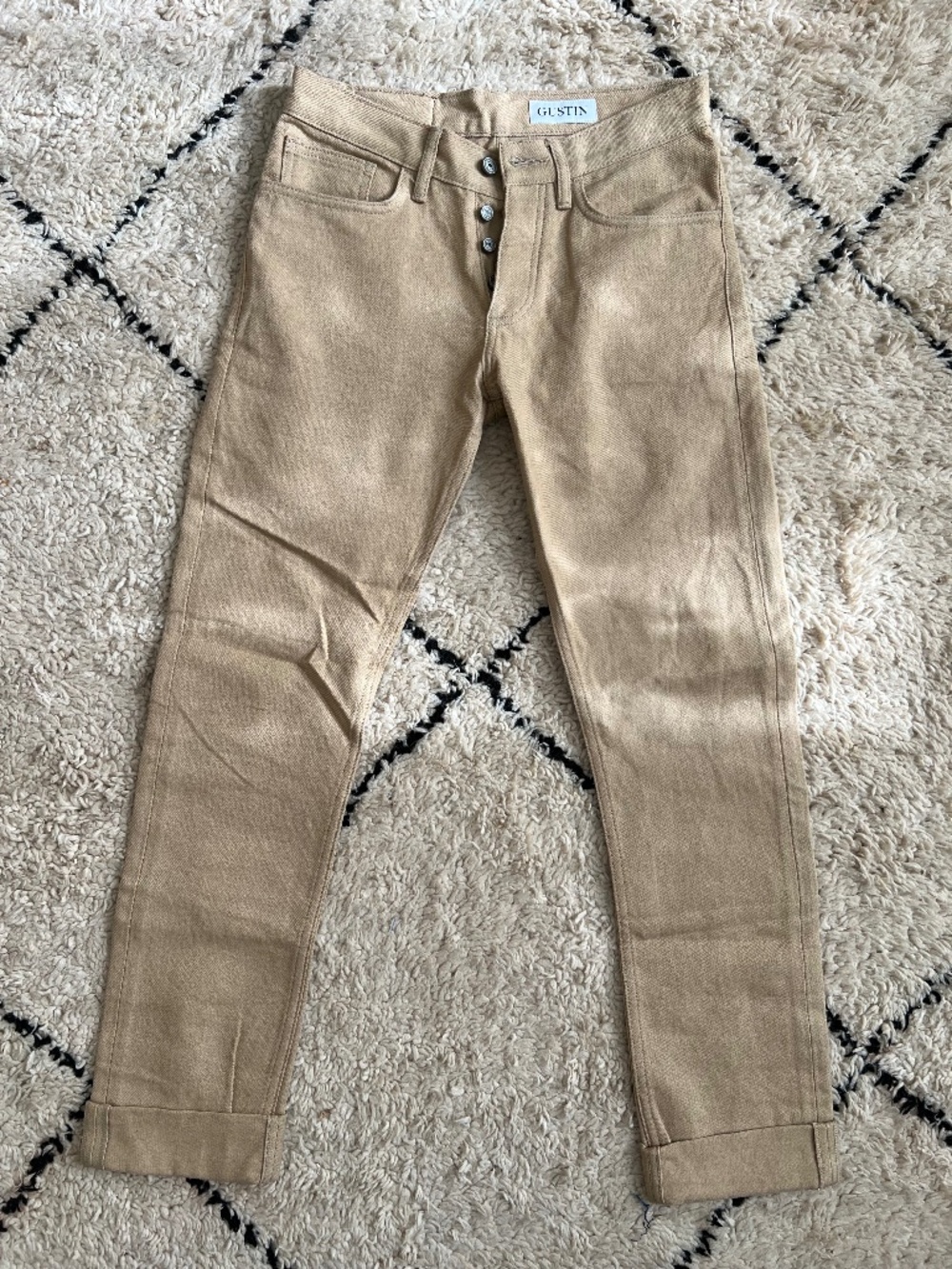 Gustin #282 Homespun Flax 5 Pocket- Wheat color, Size 30 slim